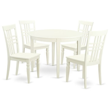 5 PC Table And Chair Set With A Boston Table And 4 Dining Chairs, Linen White