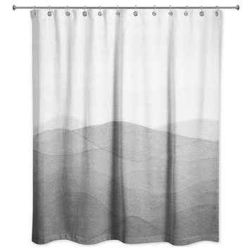 Abstract Watercolor Waves 2 71x74 Shower Curtain