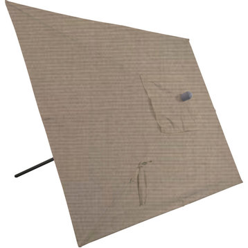 10'x6.5' Rectangular Auto Tilt Market Umbrella, White Frame, Sunbrella, Taupe
