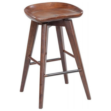 Bowery Hill 26.25" Contemporary Wood Swivel Stool in Natural