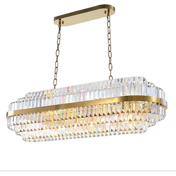 MIRODEMI® Positano Gold Crystal Pendant Lighting, 39.4"