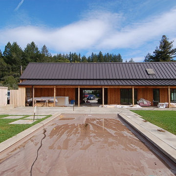 O'Haren Dry Creek Guest House rear elevation with swimming pool.