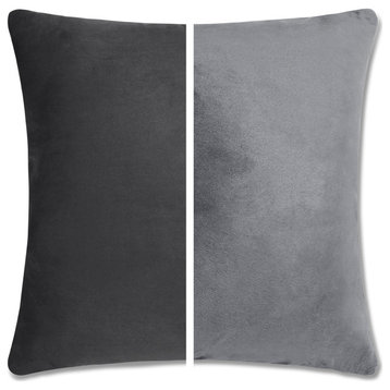 Reversible Cover Throw Pillow, 2 Piece, Iron Gray, 24x24, Microbead