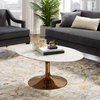 Lippa 42" Oval-Shaped Coffee Table With Rose Base, Marble Top