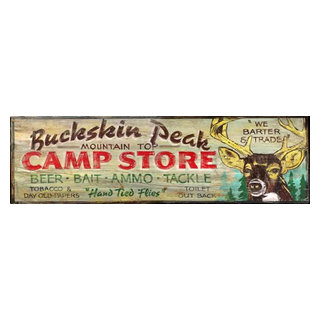 Vintage Hunting Sign, Buckskin Peak Camp Store, Wood Signs - Rustic -  Prints And Posters - by My Barnwood Frames