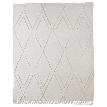 Solid Ivory Dazzling Diamond Coverlet, 90"x90"