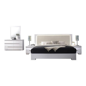 Palermo Modern Bedroom Set White Lacquer 5 Piece Set Contemporary Bedroom Furniture Sets By Bedtimenyc