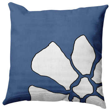 Petal Lines Indoor/Outdoor Throw Pillow, Blue, 16x16"