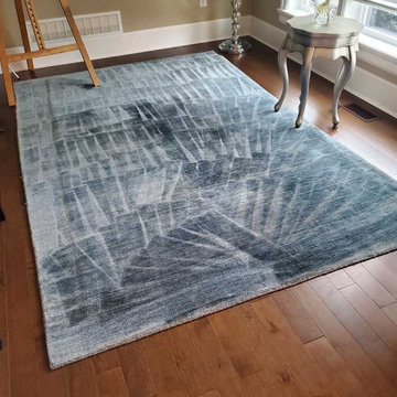 Designer Wool Blue Area Rug Steam Cleaning Located in White Rock BC Canada