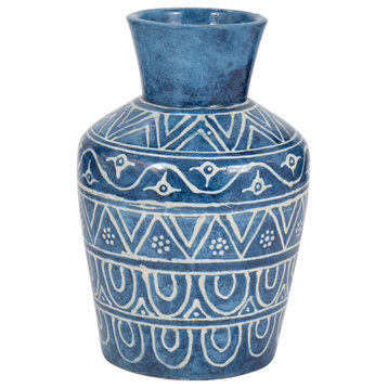 Terracotta, 12"H Vase, Blue
