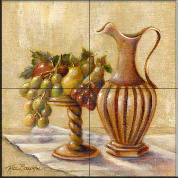 Tile Mural Kitchen Backsplash - Fruit with Pitcher - by Rita Broughton