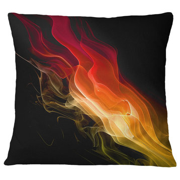 Yellow Red 3D Abstract Waves Contemporary Abstract Throw Pillow, 16"x16"