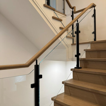 Project #132 | White Oak Staircase with Glass Balustrade