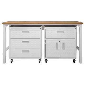 Manhattan Comfort Fortress 3-Piece Wood Garage Cabinet Set 5.0 in White