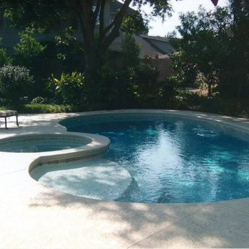 Pool, waterfall, and landscaping