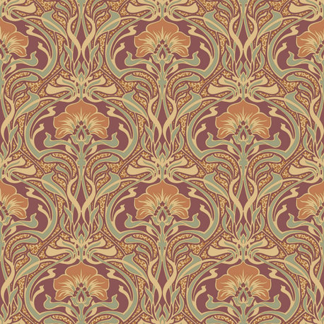 Donovan Burnt Sienna Nouveau Floral Wallpaper Bolt