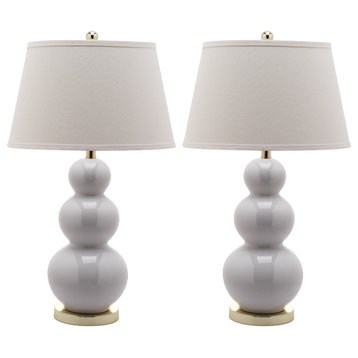 Safavieh Pamela Triple Gourd Ceramic Lamps, Set of 2, White
