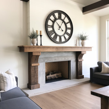 Wood Beam fireplace Mantels with Wooden Legs