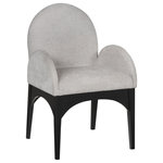 Meridian Furniture - Waldorf Chenille Upholstered Dining Chair, Black, Chenille, Natural Finish, Grey, Arm Chair, Chenille Fabric, Black Finish - The Waldorf Chenille Fabric Dining Arm Chair exudes elegance and comfort. Crafted with solid ash wood, this dining chair boasts a sturdy and durable construction. The black finished legs provide a sleek and welcoming touch to the overall design. The plush grey chenille fabric on the seat and backrest of the chair offers a soft and cozy seating experience, making it an ideal choice for long dinner conversations with family and friends.