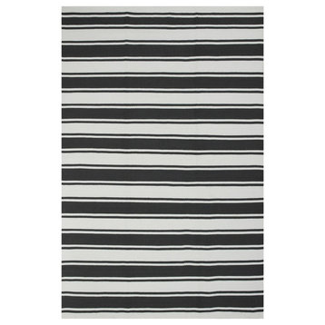 Lucky Indoor Cotton Rug, Gray and White, 4'x6'