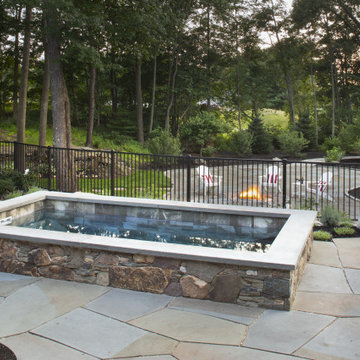 Coastal Maine Backyard Renovation with Plunge Pool and Gas Fire Pit