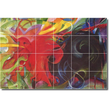 Franz Marc Abstract Painting Ceramic Tile Mural #16, 36"x24"
