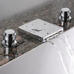 Waterfall Bathroom Sink Faucet (Widespread) - Chrome Finish T7004 - Bathroom Sink Faucets