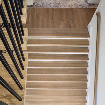 White oak Stairs - Black metal balusters