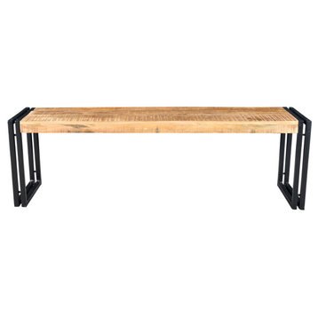Timbergirl Reclaimed Mango wood Bench, 50" Wooden Bench With Iron Legs