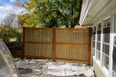 Design ideas for a tropical backyard deck in Denver.