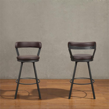 Lexicon Appert Metal Swivel Pub Height Chair in Mottled Silver/Brown (Set of 2)