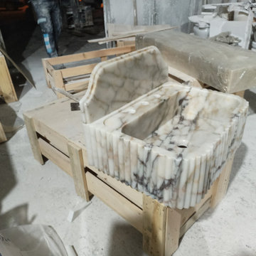 Calacatta Gold Marble Sink with Elegant Natural Veining