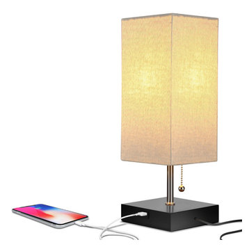 Brightech Grace USB, LED Desk & Bedside Table Lamp, Classic Black