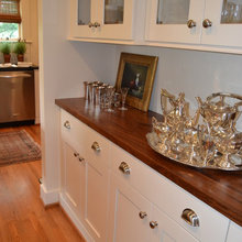 open shelves with brackets