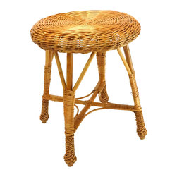 Wicker Rattan Stool or Plant Stand - Side Tables And End Tables