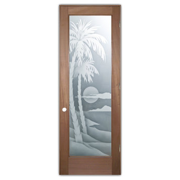 Pantry Door - Palm Sunset - Mahogany - 28" x 96" - Knob on Left - Pull Open