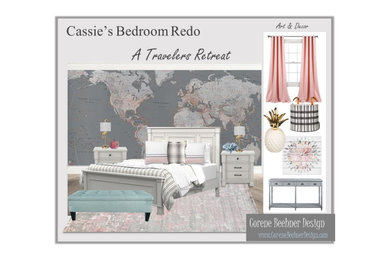 Example of a mid-sized trendy guest carpeted bedroom design in Orlando with gray walls
