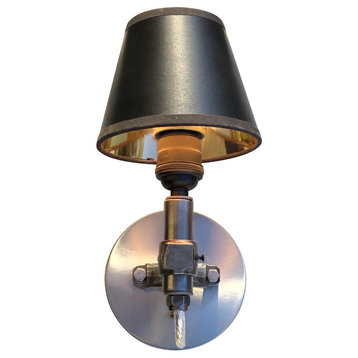 Gearhead Sconce Gold Foil Shade 5", Brushed Matal Wall Canopy