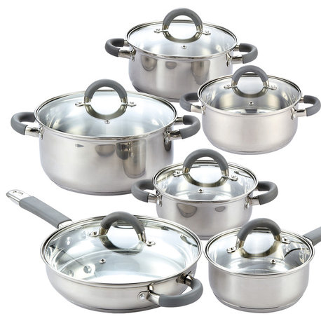 Cook N Home 02410 12 Piece Stainless Steel Cookware Set, Silver