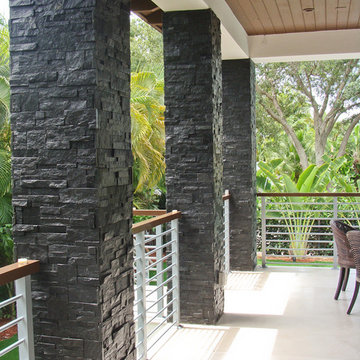 Pillars with Royal Black Natural Stone Panels
