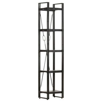 Vidaxl 5-Tier Bookcase Black 15.7"x11.8"x70.9" Solid Mango Wood
