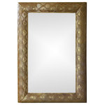 StyleCraft - Galvanized Gold Mirror Metal Rectangular Wall Mirror 39"H26"W - Make a statement in your bedroom or bathroom with the StyleCraft Galvanized Gold Mirror. This rectangular wall mirror features an engraved cut out design on its frame and a matte finish.