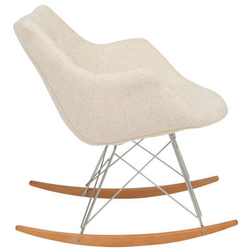 LeisureMod Willow Twill Fabric Eiffel Rocking Chair, Beige