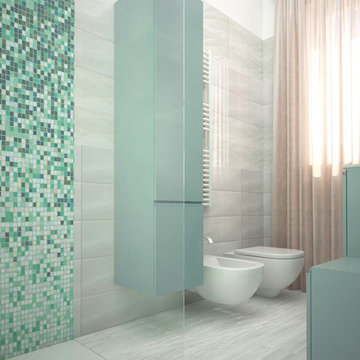 INTERIOR DESIGN - bagno verde e cipria
