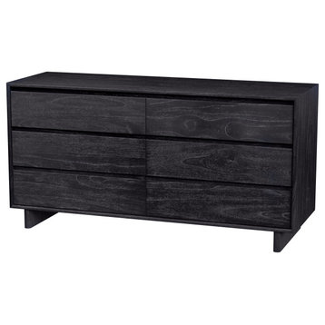 Halmstad Wood Panel 6 Drawer Dresser, Washed Black