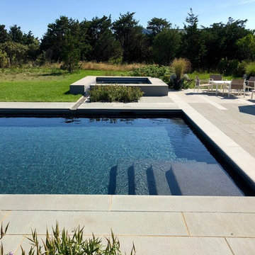 Ocean Blue Pebble Sheen w/ Rodio Tile and Bluestone