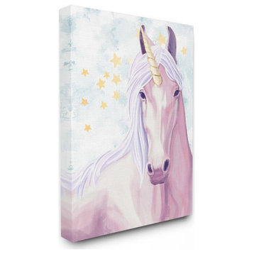 The Kids Room by Stupell Gold Star Pink Purple Unicorn Painting, 16 x 20