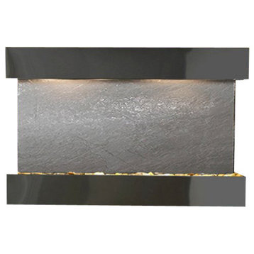Sunrise Springs Wall Fountain, Blackened Copper, Black Featherstone, Square Fram