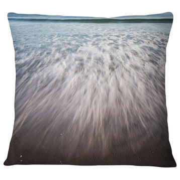 Ocean Beach Water Motion Seascape Throw Pillow, 18"x18"