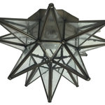 Quintana Roo - Moravian Star Ceiling Light, Flush Mount, Seedy Glass, Bronze Trim - You will love these beautiful and elegant Glass Moravian Star Ceiling Lights and the unique ambiance they create! They make an excellent focal point for any room. Clear glass provides the most light, Seedy glass a bit opaque, Frosted glass even more opaque, Antique glass a warm, golden glow.